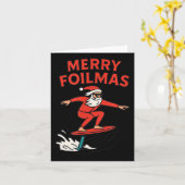 Merry Foilmas Santa Claus Hydrofoiling Christmas D Kaart (Gele Bloem)