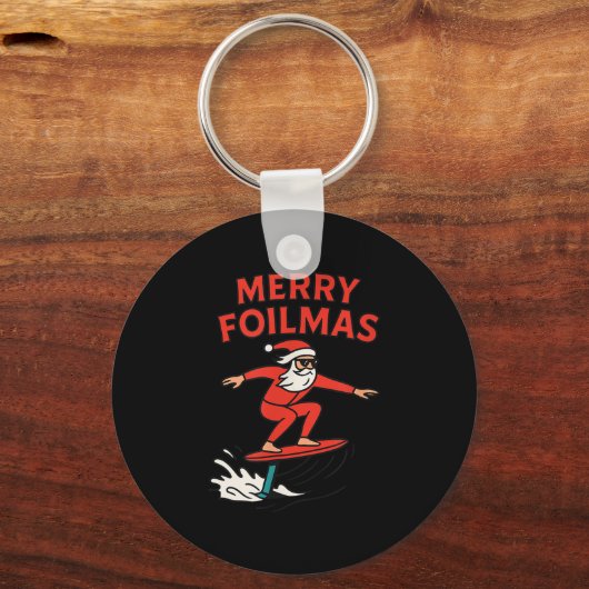 Merry Foilmas Santa Claus Hydrofoiling Christmas D Sleutelhanger (Voorkant)