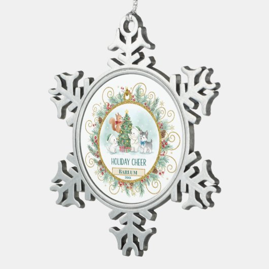 Merry Forest Custom  Tin Sneeuwvlok Ornament (Rechts)