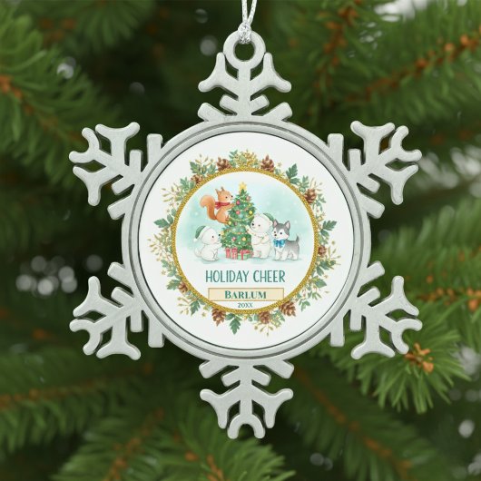 Merry Forest Custom  Tin Sneeuwvlok Ornament