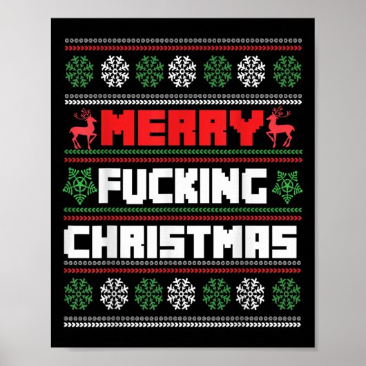Merry Foring Christmas Funny Raunchy Curse Word Ho Poster (Voorkant)