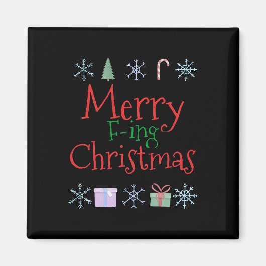 Merry Foring (f-ing) Kerst Grappig Sarcastisch Quo Magneet (Voorkant)