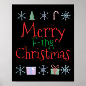 Merry Foring (f-ing) Kerst Grappig Sarcastisch Quo Poster (Voorkant)