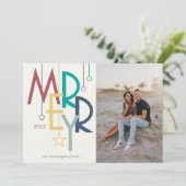 Merry Foto Bright Colorful Feestdagenkaart (Staand voorkant)