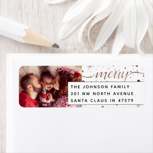 MERRY-fotokleurmatchingmoderne typografie Etiket (Insitu)