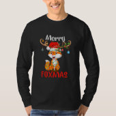 Merry Foxmas Funny Fox Kerstornament Lights T-shirt (Voorkant)