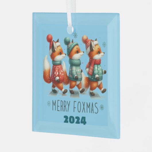 Merry Foxmas Glas Ornament (Voorkant links)