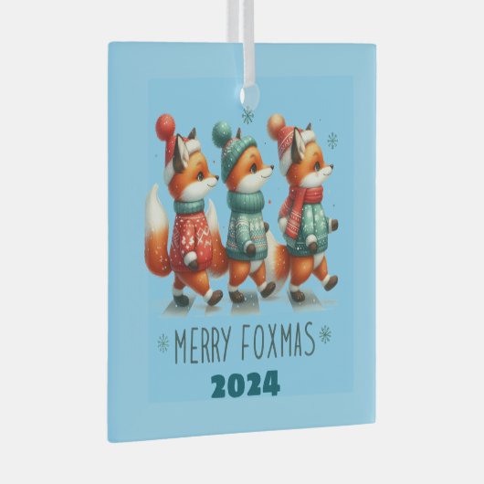 Merry Foxmas Glas Ornament (Voorkant Rechts)