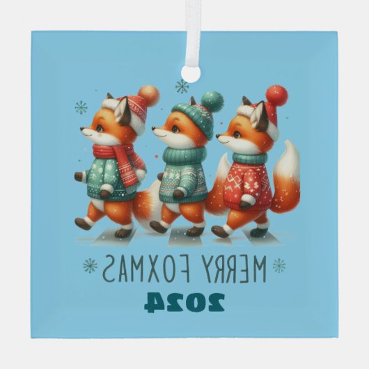 Merry Foxmas Glas Ornament (Achterkant)