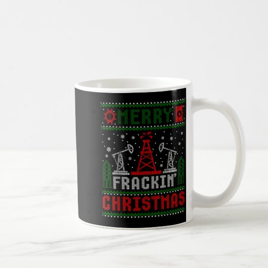 Merry Fracking Christmas Funny Oilfield Ugly Xmas  Koffiemok (Rechts)