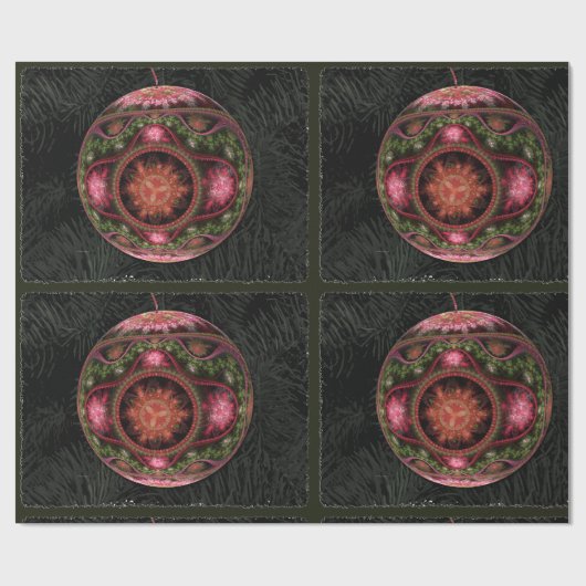 Merry Fractal Art Ornament Cadeaupapier (Vlak)