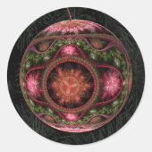 Merry Fractal Ornament voor de Feestdagen Ronde Sticker (Voorkant)