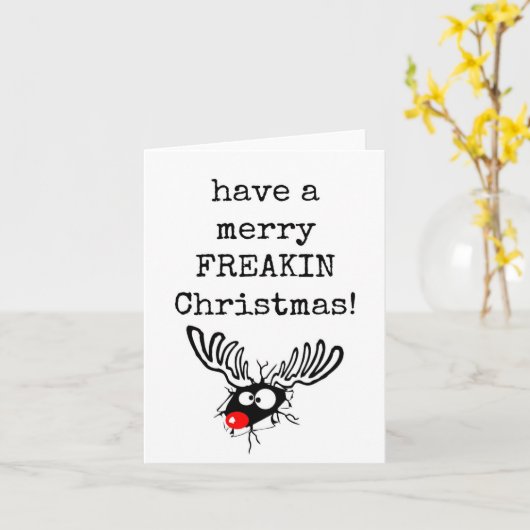 Merry Freakin Christmas Kaart (Gele Bloem)