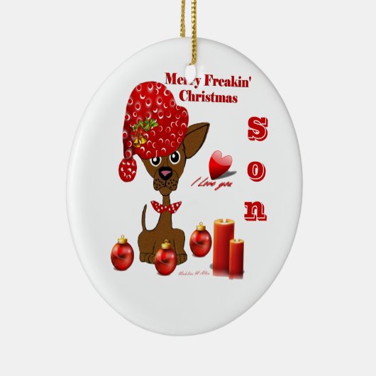 Merry Freakin' kerstzangornament Keramisch Ornament (Rechts)