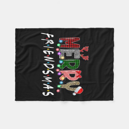 Merry Friendsmas Friends Kerstmis Matching Xmas G Fleece Deken (Voorkant (Horizontaal))