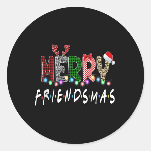 Merry Friendsmas Friends Kerstmis Matching Xmas G Ronde Sticker (Voorkant)