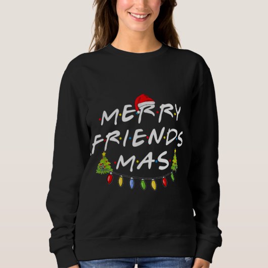 Merry Friendsmas kerstbomen Lights Santa Hat Trui (Voorkant)