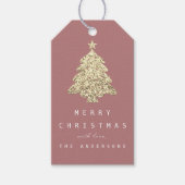Merry from Holiday Gift Label Gold Kerstmis Roos Cadeaulabel (Voorkant)