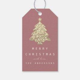 Merry from Holiday Gift Label Gold Kerstmis Roos Cadeaulabel