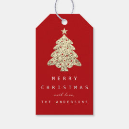 Merry from Holiday Gift Label Gold kerstrood Cadeaulabel
