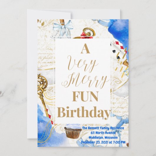 Merry Fun Birthday Invitation Kaart (Voorkant)