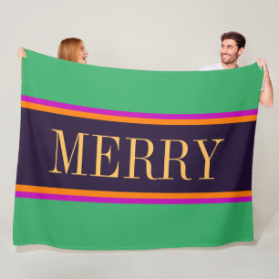 MERRY Fun Bright Mint Groen Roze Zwarte Strepen Fleece Deken