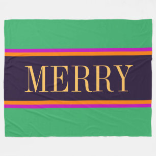 MERRY Fun Bright Mint Groen Roze Zwarte Strepen Fleece Deken