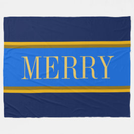 MERRY Fun Elegant Navy Royal Blue Racing Stripes Fleece Deken