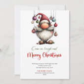 Merry Funny Santa Watercolor Christmas Greeting Feestdagenkaart (Voorkant)