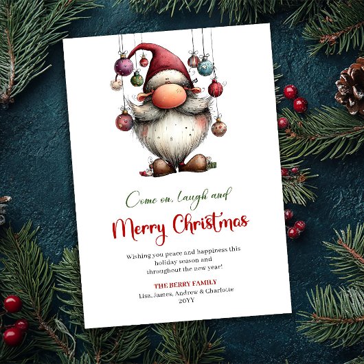 Merry Funny Santa Watercolor Christmas Greeting Feestdagenkaart