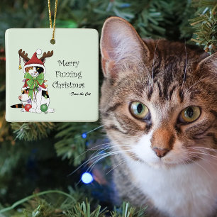 Merry Fuzzing Kerstmis Keramisch Ornament