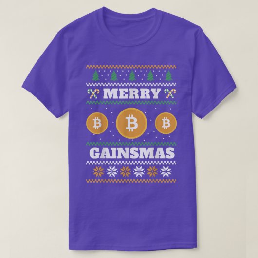 Merry Gainsmas Bitcoin Ugly KerstSweater T-shirt (Design voorkant)