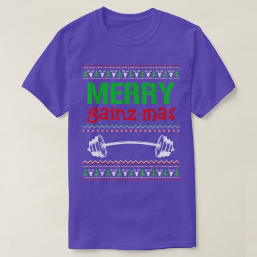 Merry Gainzmas Gym Lifting Weight Lifter na Ugly C T-shirt (Design voorkant)