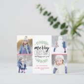 Merry Garland Holiday 4 Foto Collage Briefkaart (Staand voorkant)