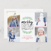 Merry Garland Holiday 4 Foto Collage Briefkaart (Voorkant / Achterkant)