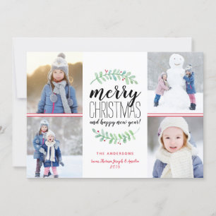 Merry Garland Holiday 4 Photo Collage Card Feestdagenkaart