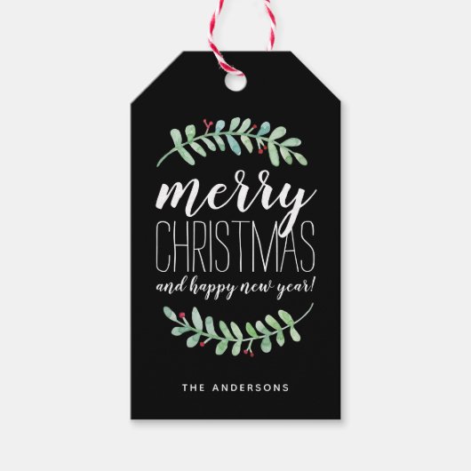 Merry Garland Holiday Gift Label Cadeaulabel (Voorkant)