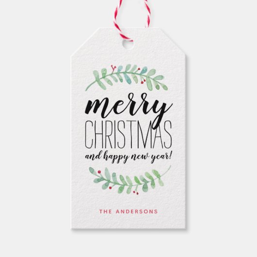 Merry Garland Holiday Gift Label Cadeaulabel (Voorkant)