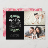 Merry Garland Holiday Kerstcollage 2 Foto Feestdagenkaart (Voorkant / Achterkant)