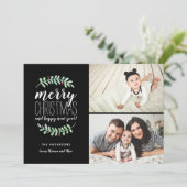 Merry Garland Holiday Kerstcollage 2 Foto Feestdagenkaart (Staand voorkant)