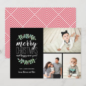 Merry Garland Holiday Kerstcollage 3-Foto Feestdagenkaart (Voorkant / Achterkant)