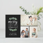 Merry Garland Holiday Kerstcollage 3-Foto Feestdagenkaart (Staand voorkant)