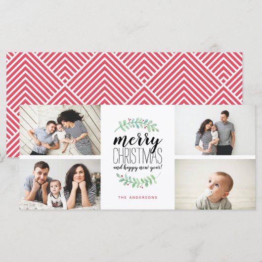 Merry Garland Holiday Kerstmis 4-Foto Collage (Voorkant / Achterkant)