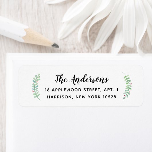 Merry Garland Holiday Return Address Etiket (Insitu)