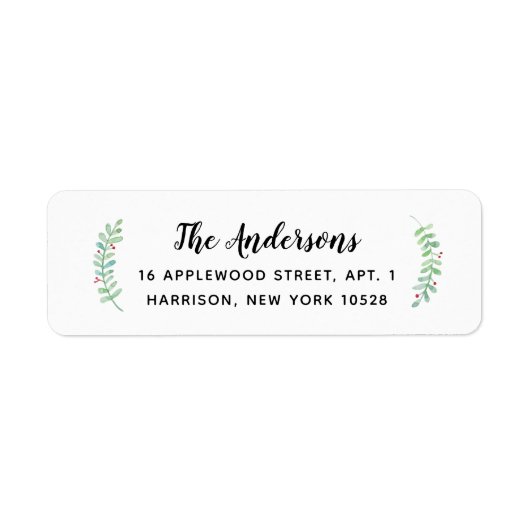 Merry Garland Holiday Return Address Etiket (Voorkant)