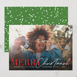 Merry Geen Masker Klassiek Script Moderne Grappige Feestdagenkaart