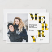 Merry | Gele Buffalo-speldenfotofeestdag Kaart (Voorkant)