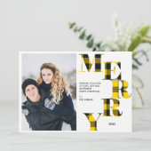 Merry | Gele Buffalo-speldenfotofeestdag Kaart (Staand voorkant)