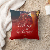 Merry Getrouwd Custom Paar Naam Datum Moderne Foto Kussen (Deken)
