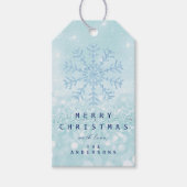 Merry Gift to Blue Snow Flakes Tiffany Ice Glitter Cadeaulabel (Voorkant)